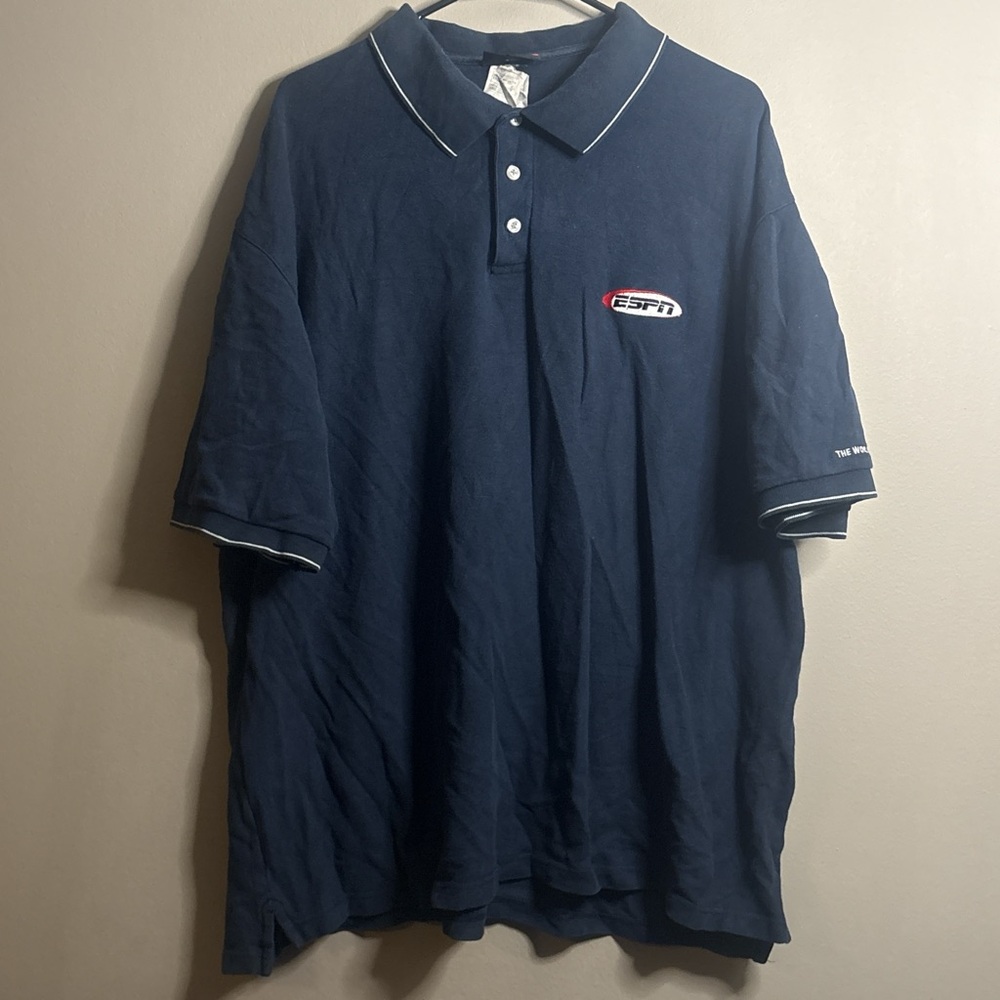 Vintage Espn Zone Navy Blue Men's Polo Shirt XXL